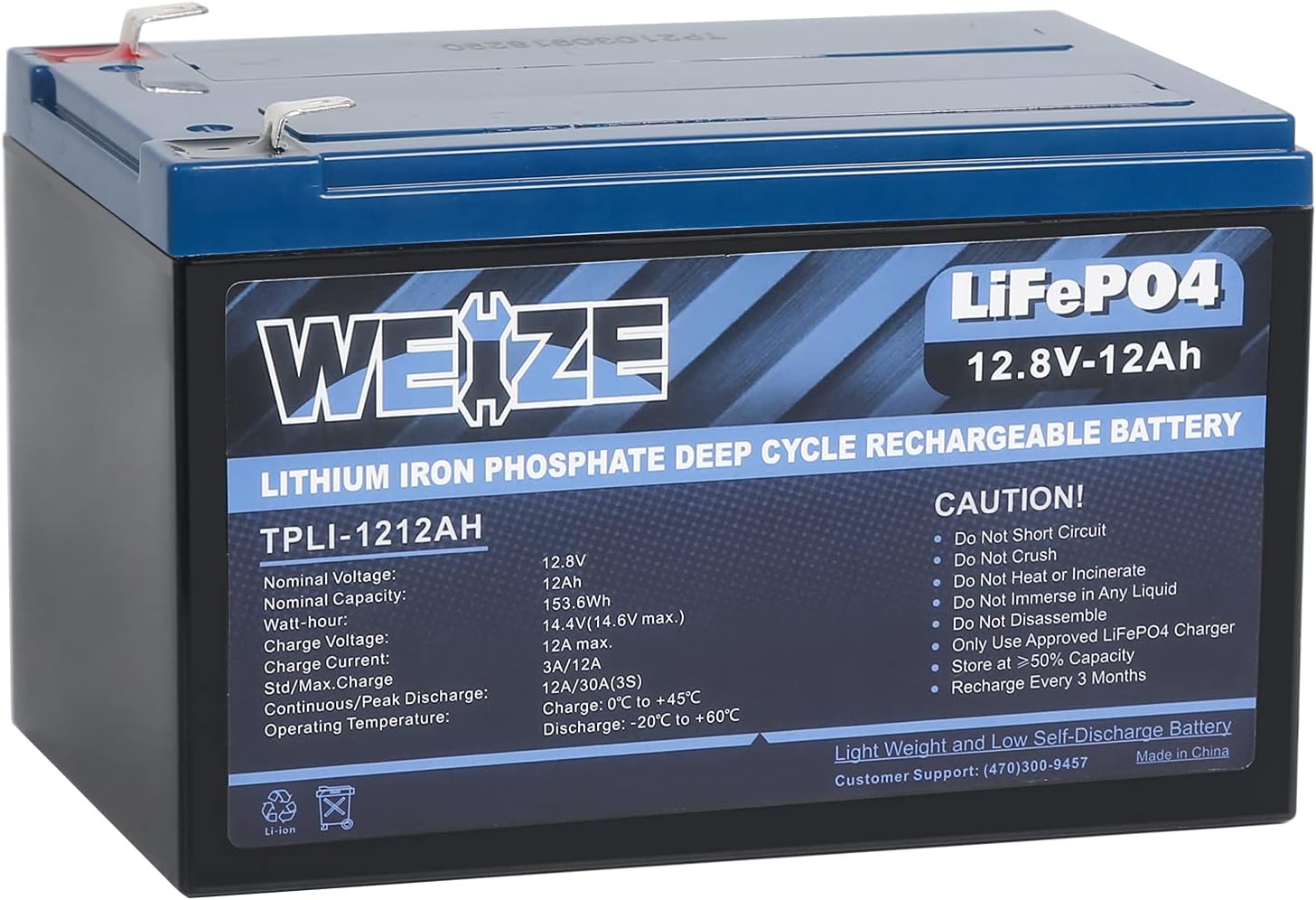 Weize 12V 12ah LiFePO4 Lithium Battery, 2000+ Deep Cycles, Smart BMS, Perfect for Riding Toys, Home Alarm, Backup UPS, Fire Security Systems, E-Scooters and Emergency Lighting Pack of 2