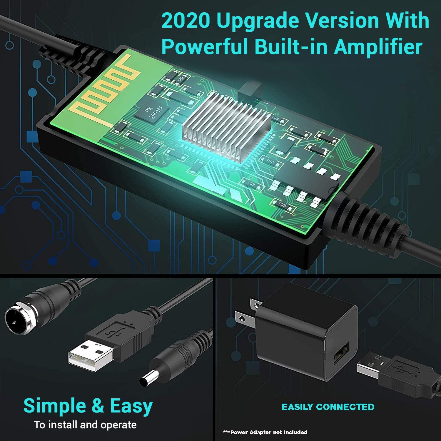 [2022 Model] Digital Amplified Indoor Tv Antenna – Powerful Best Amplifier Signal Booster 270+ Miles Range Support 4K Full HD Smart and Older Tvs with 16ft Coaxial Cable, Unique Tv Accessories Pack of 2