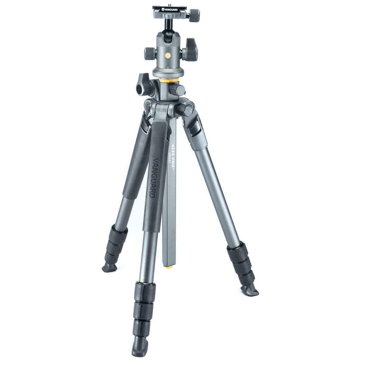 Vanguard Alta Pro 2+ 264AT 4-Section Aluminum Tripod, 15 lbs Capacity, 59x22 Maximum Height, Gray - with Vanguard Alta BH-100 Al