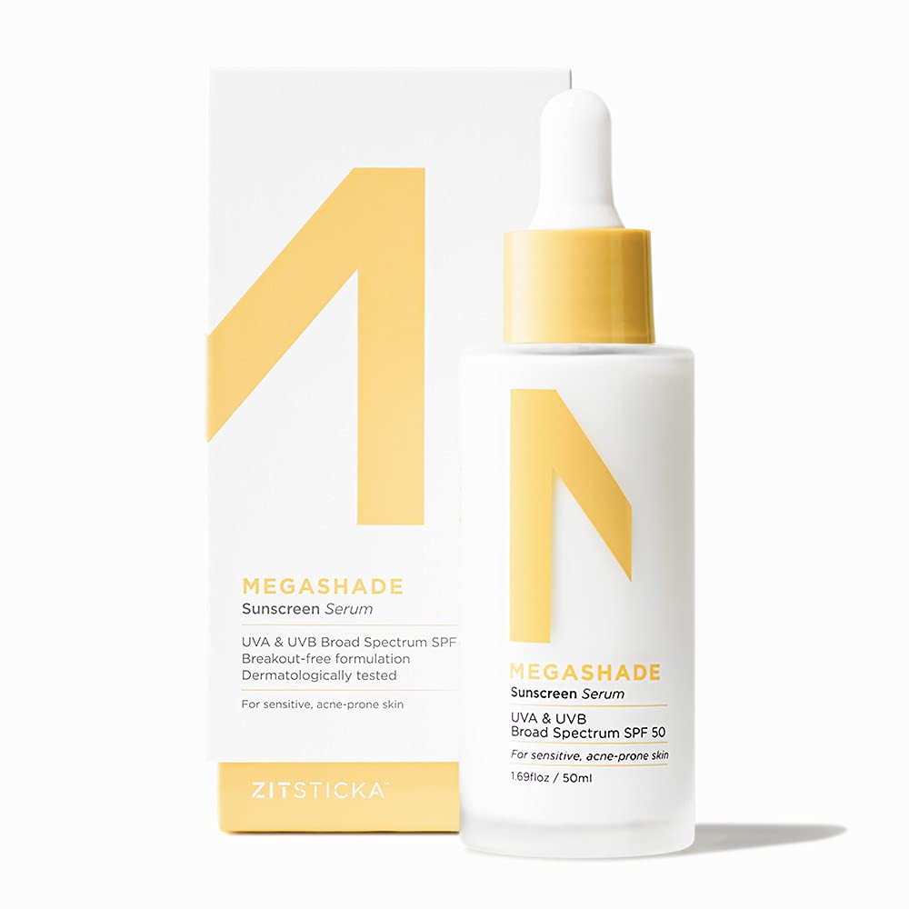 MEGASHADE by ZitSticka - SPF 50 Facial Sunscreen Serum for Breakout-Prone, Sensitive Skin Pack of 2