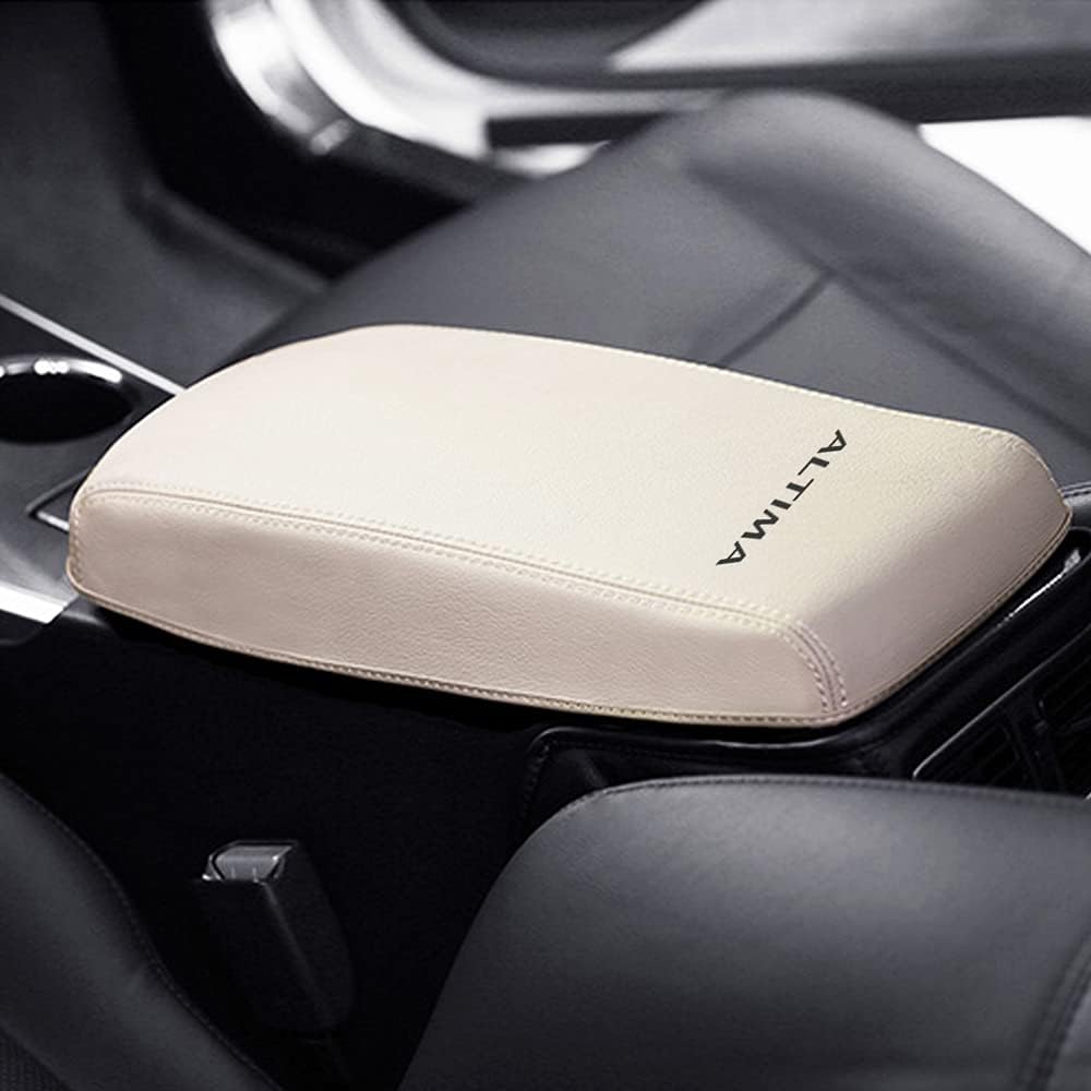 CEBAT Center Console Armrest Box Cover Anti-Scratch Leather Auto Central Armrest Protector Pad Interior Decoration Accessories Fit For Nissan Altima 2013 2014 2015 2016 2017 2018(Red Stitches)