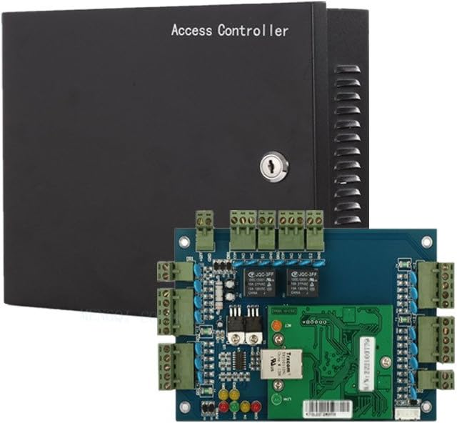 2 Doors Access Control System Core Control Components with Metal 5A 110V-240V Power Supply Box and Two Doors TCP/IP Network Access Control Panel Wiegand Controller,Computer Based Software,Remote Open