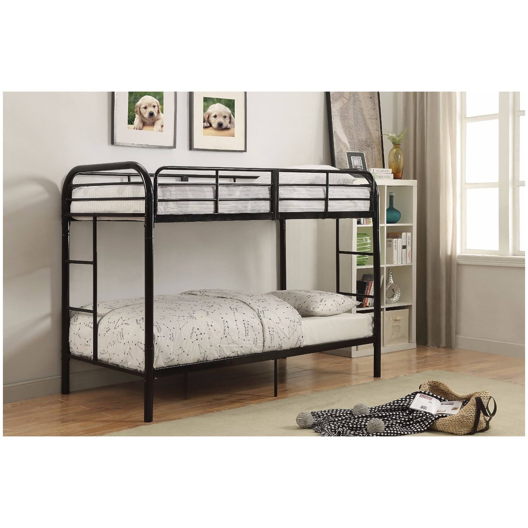Benzara Twin/Twin Bunk Bed, Black