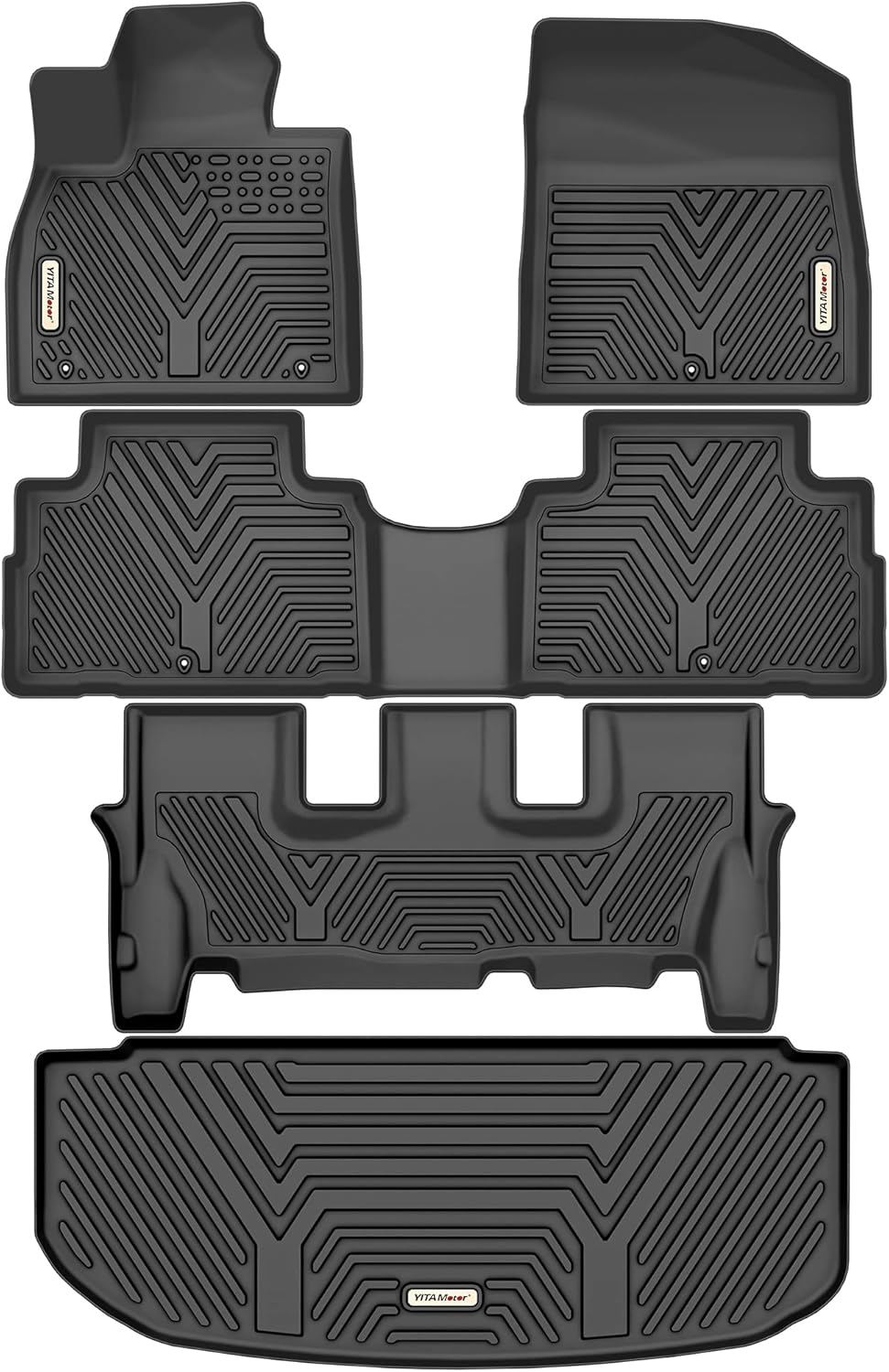 YITAMOTOR Floor Mats 3 Rows & Cargo Trunk Liner Compatible with 2020-2022 Hyundai Palisade (Fits Bench Seats), Black Custom Fits Car Floor Mats Automotive Liners Sets