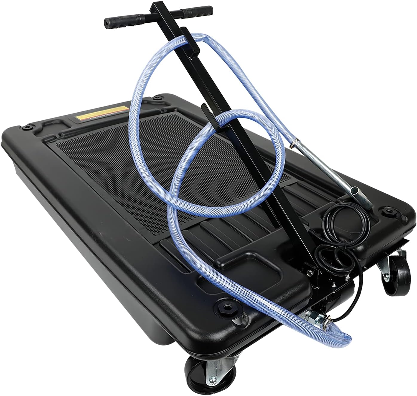 BACLAUGH Low Profile Oil Drain Pan 17 Gallon Portable with 110V DC Centrifugal Electric Pump and 8'' Hose