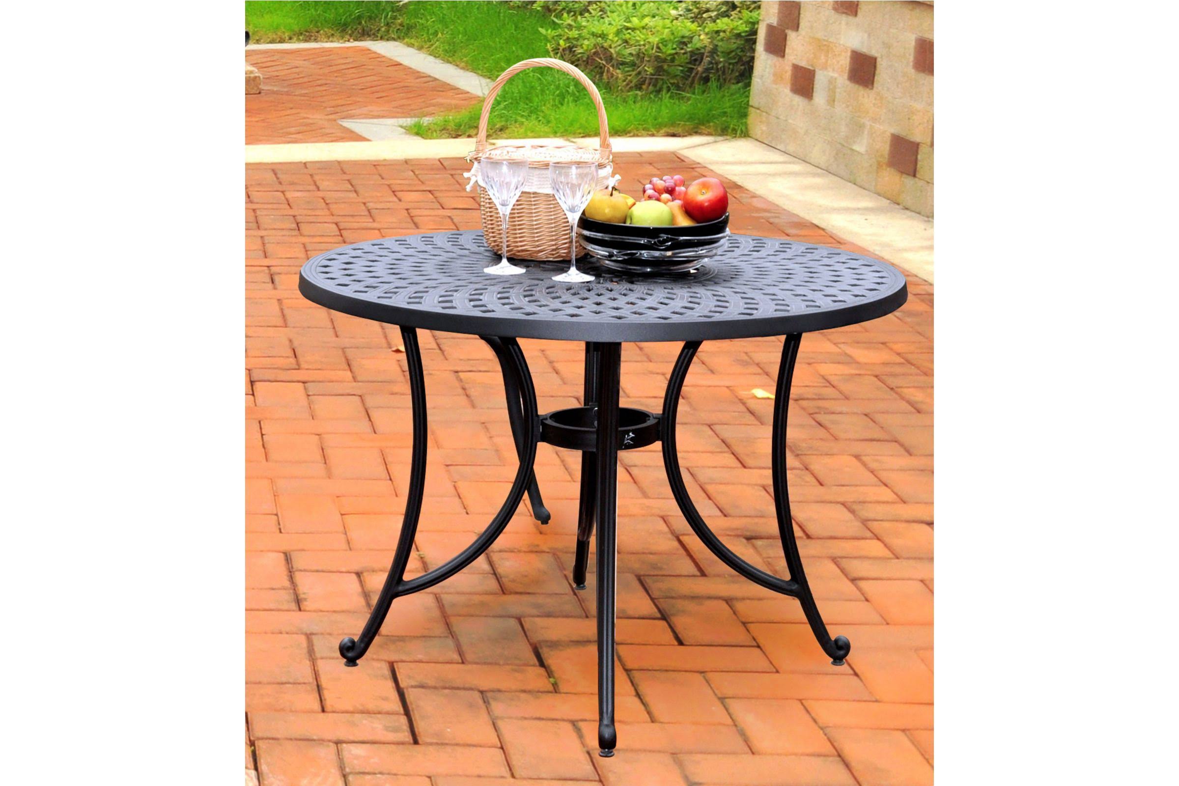 Crosley Sedona 42x22 Cast Aluminum Dining Table Charcoal Black