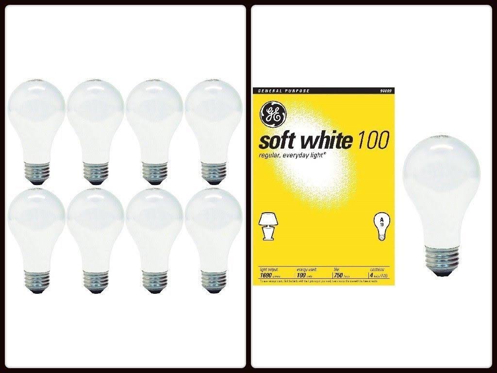 GE Lighting 41036 100-Watt A19, Soft White, 8-Pack