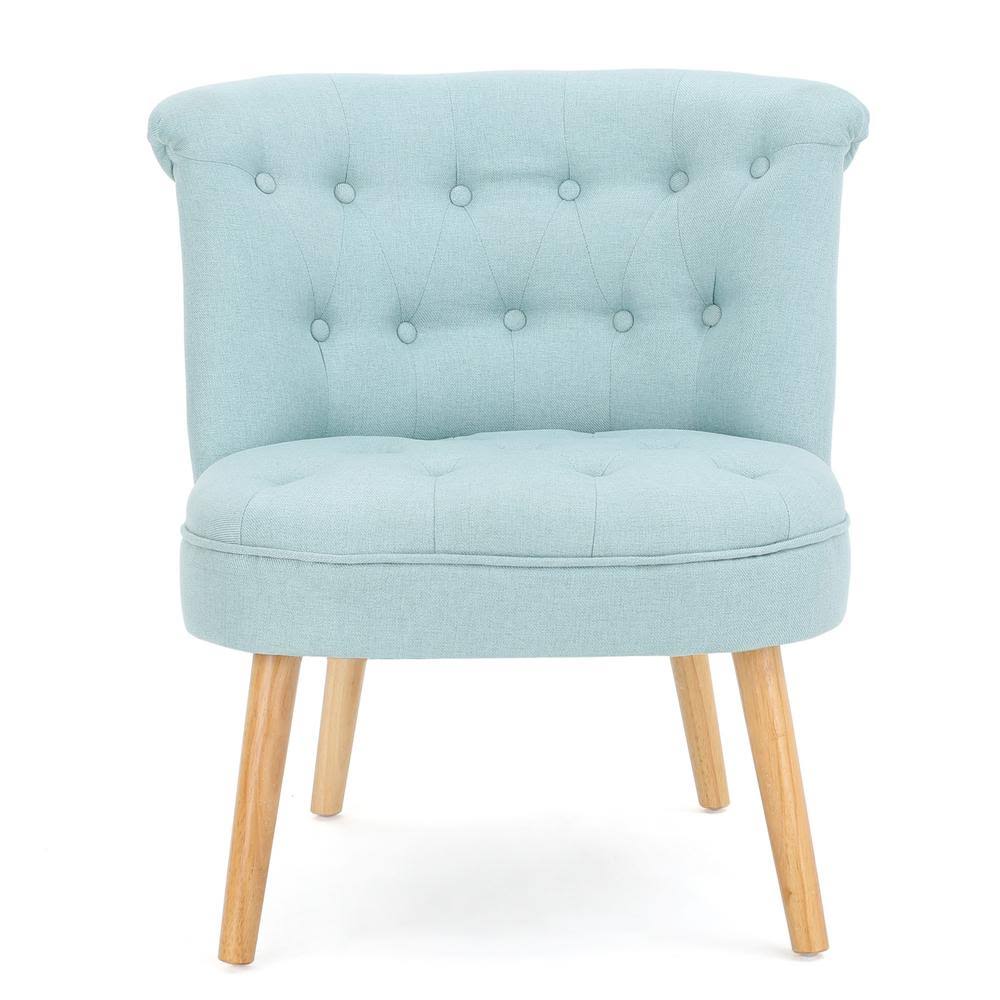 Noble House Cicely Tufted Light Blue Fabric Accent Chair