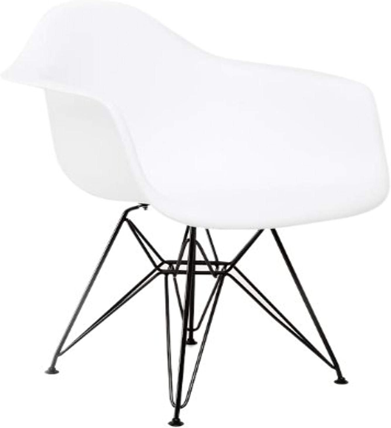 American Atelier White Arm Shell Chair with Black Legs