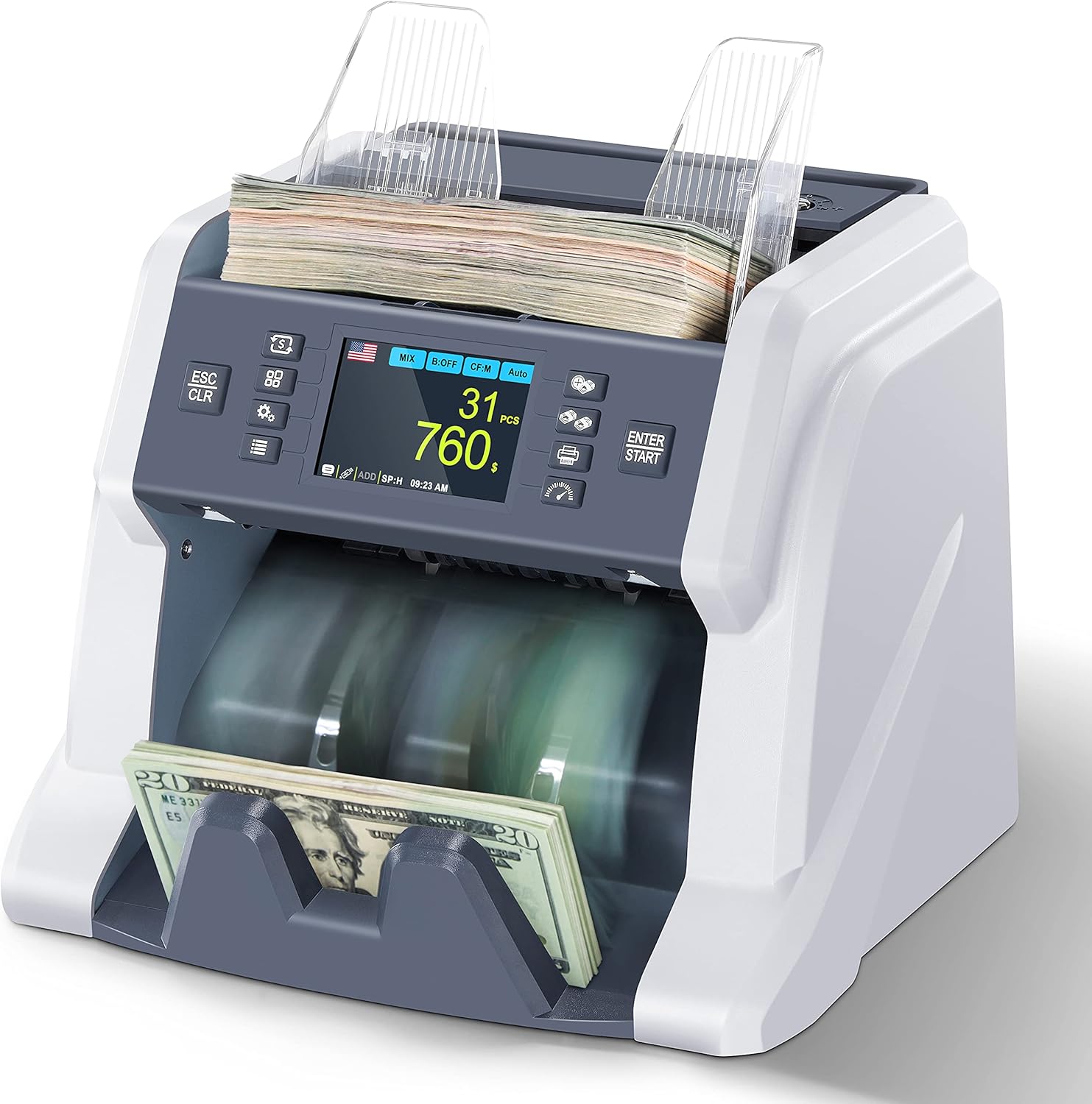 RIBAO BC-40 Mix Denomination Money Counter Machine Cash Value Bill Counting Multi Currency CIS/UV/MG/IR Counterfeit Detection