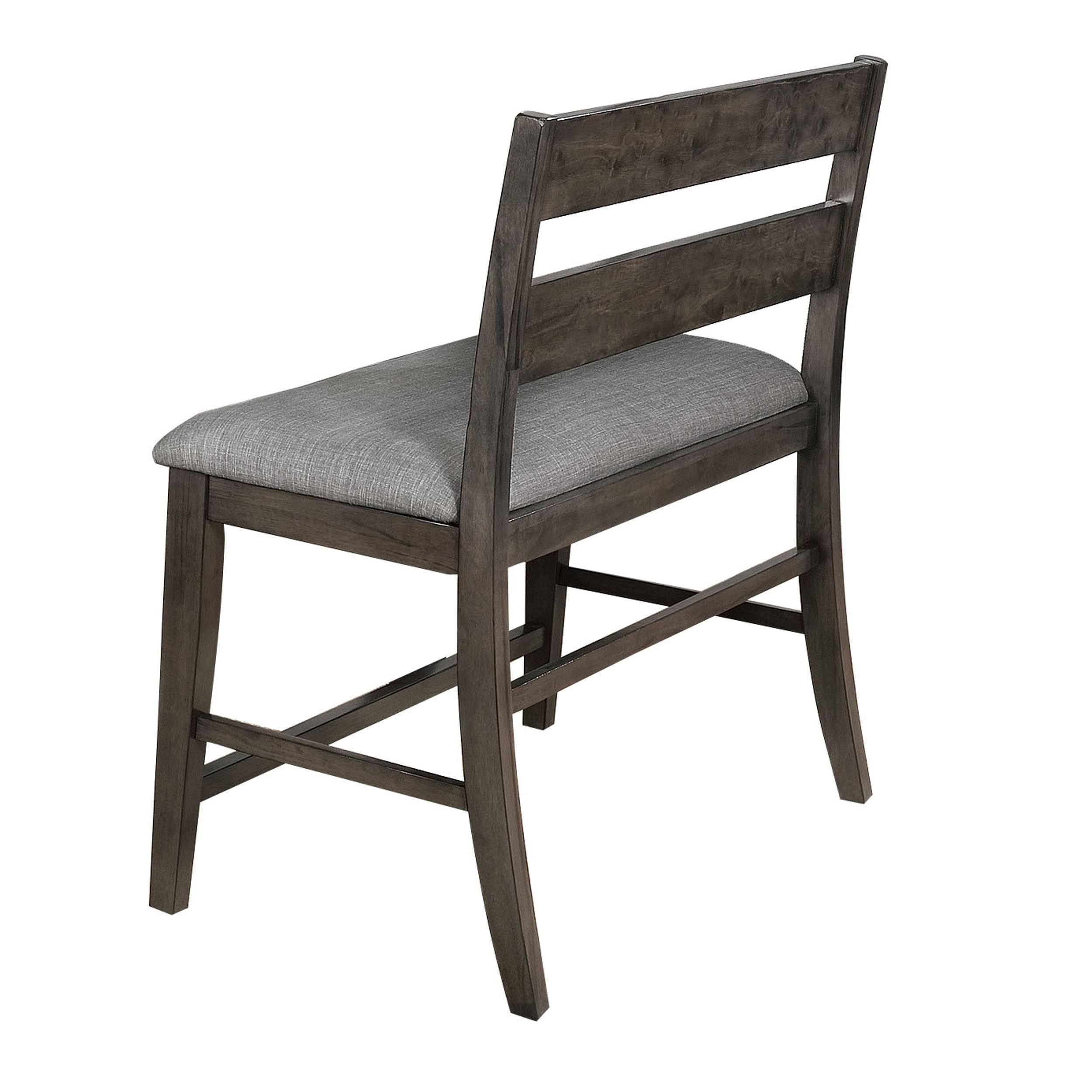 Benzara BM215318 Transitional Ladder Style High Back Bench with Fabric Padded Seating Gray