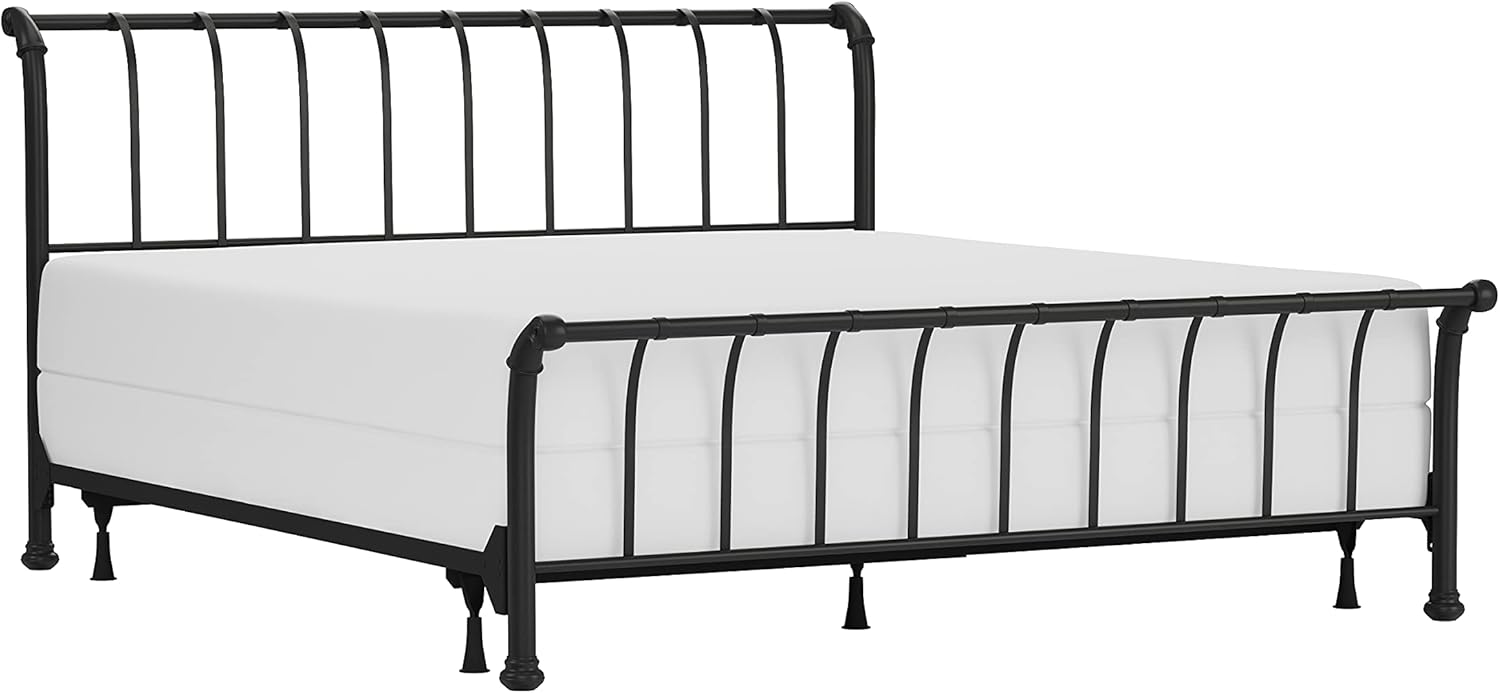 Hillsdale Furniture Janis Metal Sleigh Bed Set with Rails, King, Textured Black