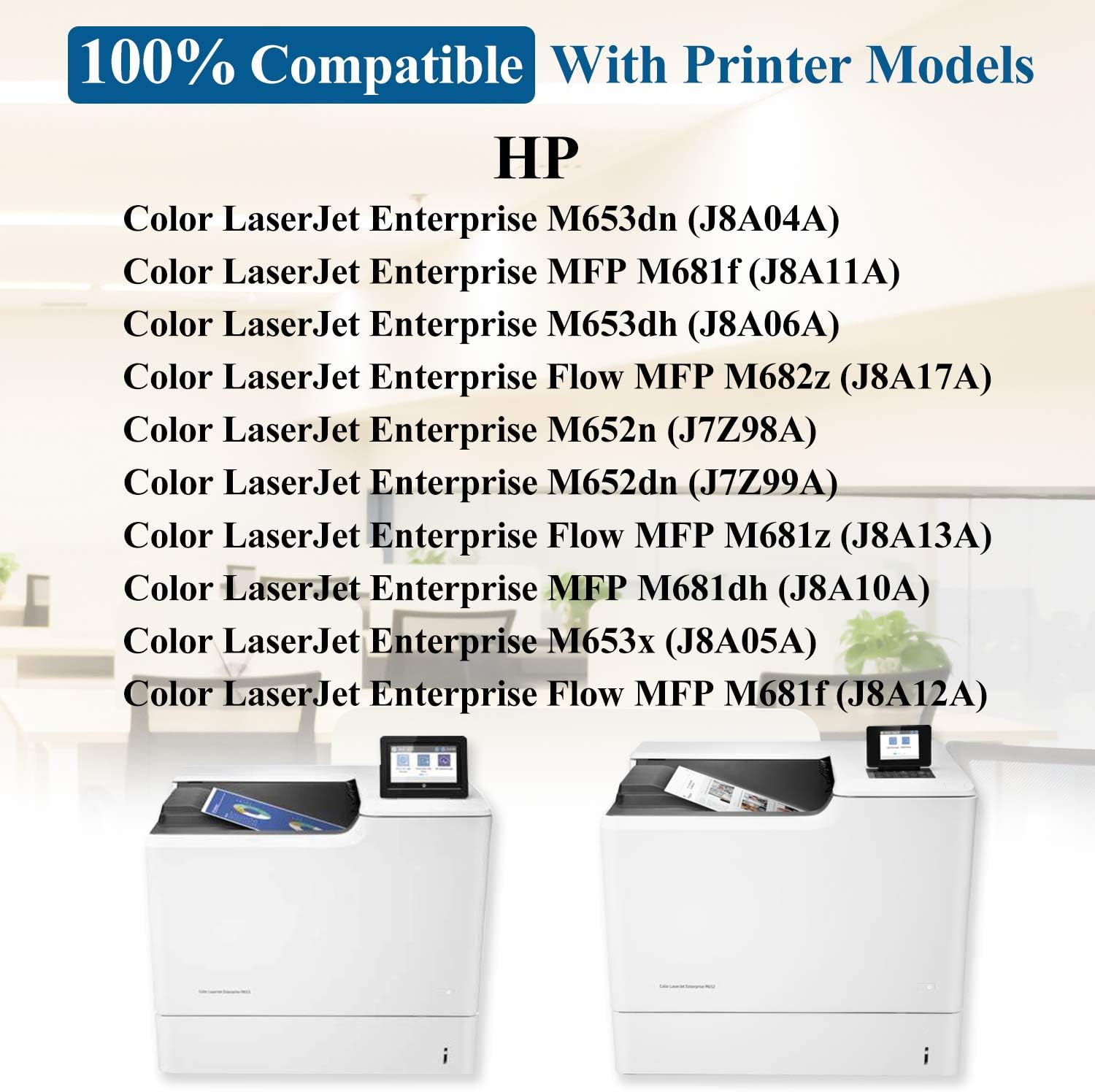 3 Pack 655A | CF451A CF452A CF453A (1C/1M/1Y) Compatible Toner Cartridge Replacement for HP Color Enterprise M653x M682z M681dh M652n M681f M653dn M681f Printer, Toner Cartridge.