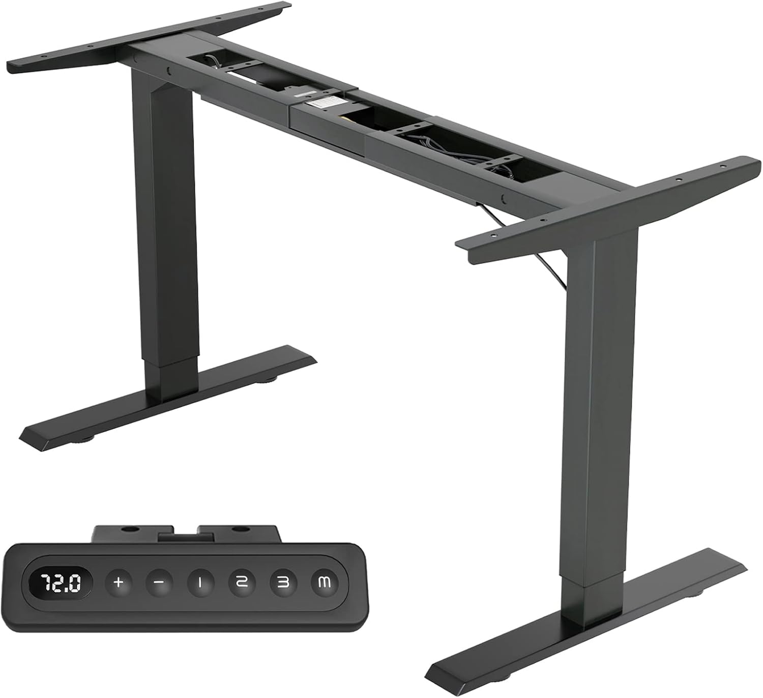 Eyojya Electric Adjustable Height Standing Desk Frame Rise up Heavy Black Stand Up Desk Base Desk Frame Legs Computer Desk Frame Motorized Home Office (Single Motor Black)