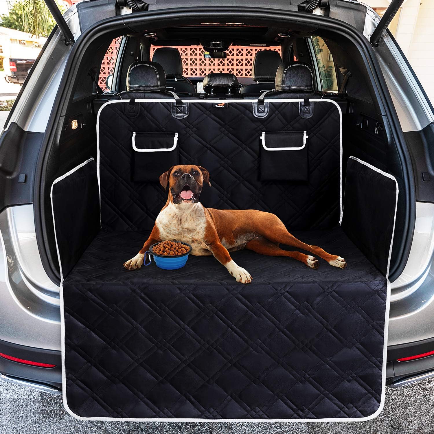 Toozey SUV Cargo Liner for Dogs - Waterproof Dog Trunk Seat Cover for Back Cargo Area, Dog Car Floor Mat with Side and Bumper Protector, Pet Cargo Cover Liner for SUV/Van/Truck, Standard, Black Pack of 2