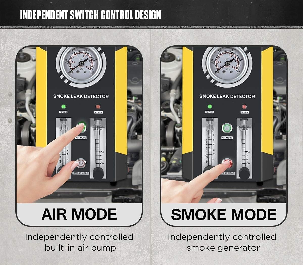 Car Smoke Machine, EVAP Smoke Leak Tester Detector, Automotive Fuel Leakage Diagnostic Tester, 2 MODES Car Conduit PIPE System Leakage Tester,Car Fuel Leak Detector For 12V Vehicle Boat With FlowMeter