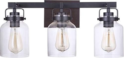 Craftmade 53605-FBDT Foxwood Vanity, 5-Light 300 Total Watts, Flat Black with Dark Teak