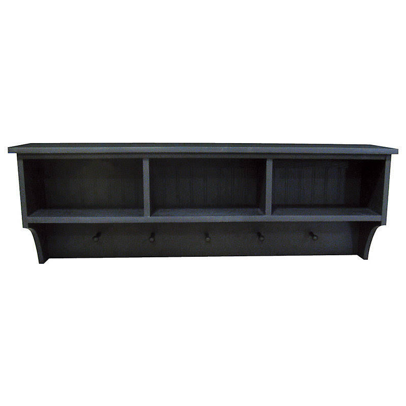 SawdustCity Storage Shelf with Cubbies and Pegs Finish: Black