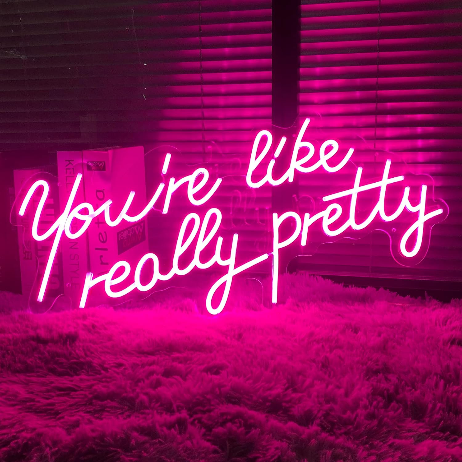 Neon Signs You Are Like Really Pretty-Transparent Acrylic with Dimmers Light Up Lights Signs Indoor Decor Room Wall Led Neon Sign 25.5×11.8 IN Christmas Party Wedding Girl Boy Living Room Office Pink