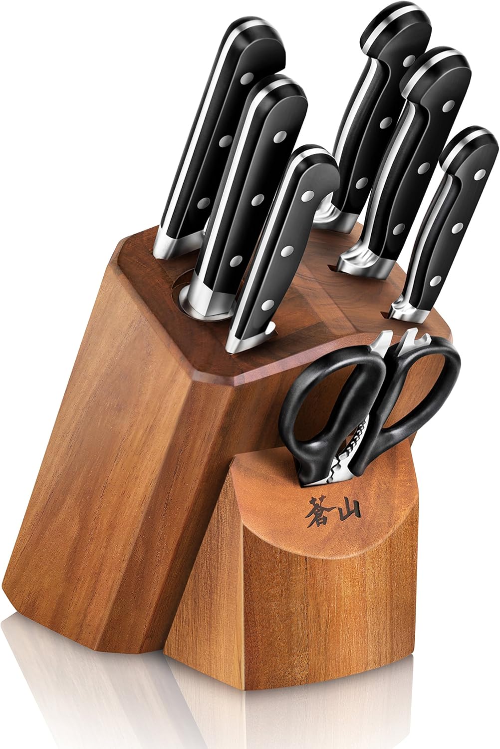 Cangshan TV2 Series 1023053 Swedish Sandvik 14C28N Steel Forged 17-Piece Knife Block Set, Acacia