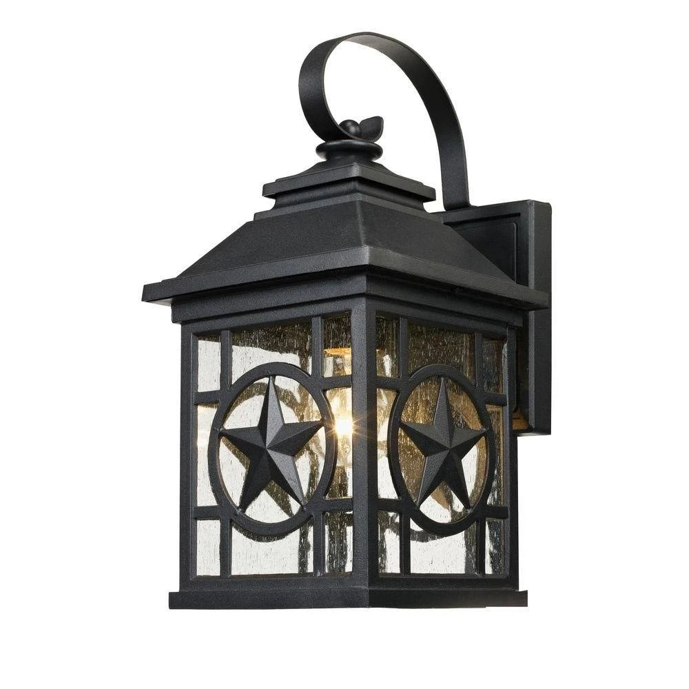 Laredo Texas Star Outdoor Black Medium Wall Lantern