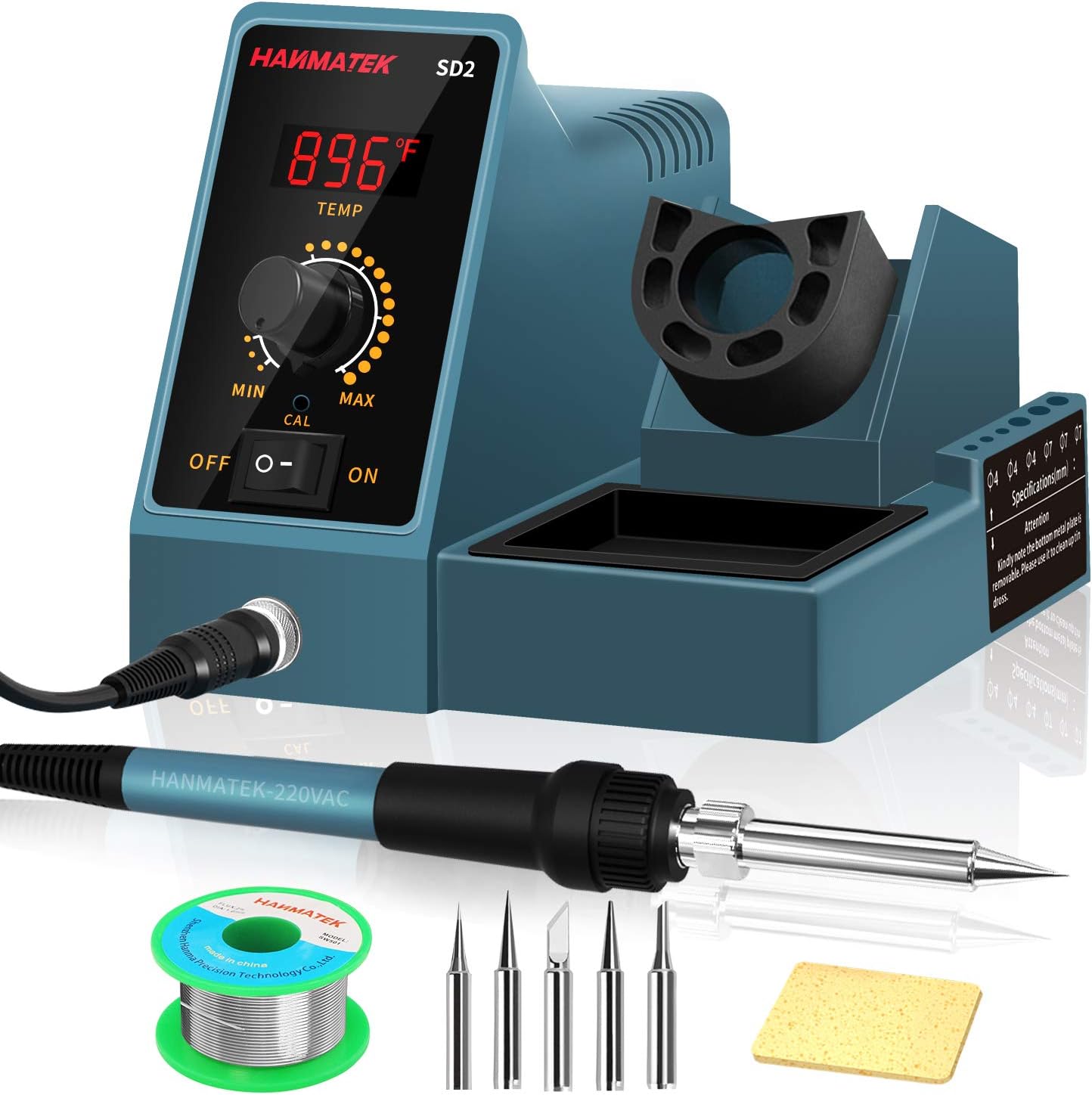 Soldering Station With Additional 5 Tips Auroland Digital Display Soldering Iron Station 392℉-896℉ Temperature Adjustable Better Soldering Iron Soldering Kit with Solder Bracket SD2