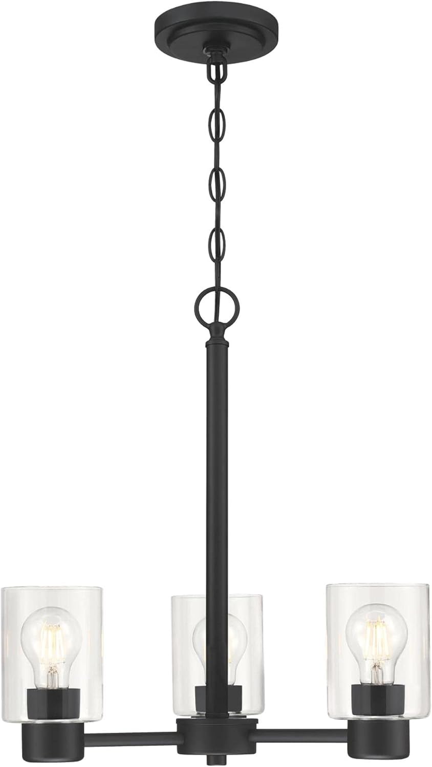 Westinghouse Lighting 6115400 Sylvestre Transitional Three-Light Indoor Chandelier, Matte Black Finish, Clear Glass