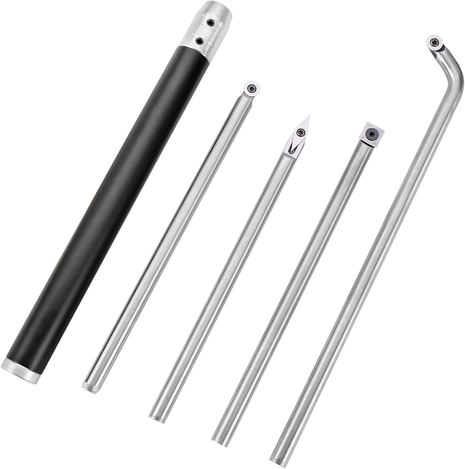 VEVOR Wood Turning Tools for Lathe 4 PCS Set, Carbide Lathe Tools with Diamond Shape, Round, Square Cutters Replaceable Turning Lathe Chisels with a Grip Handle Lathe Tools for Craft DIY Hobbyists