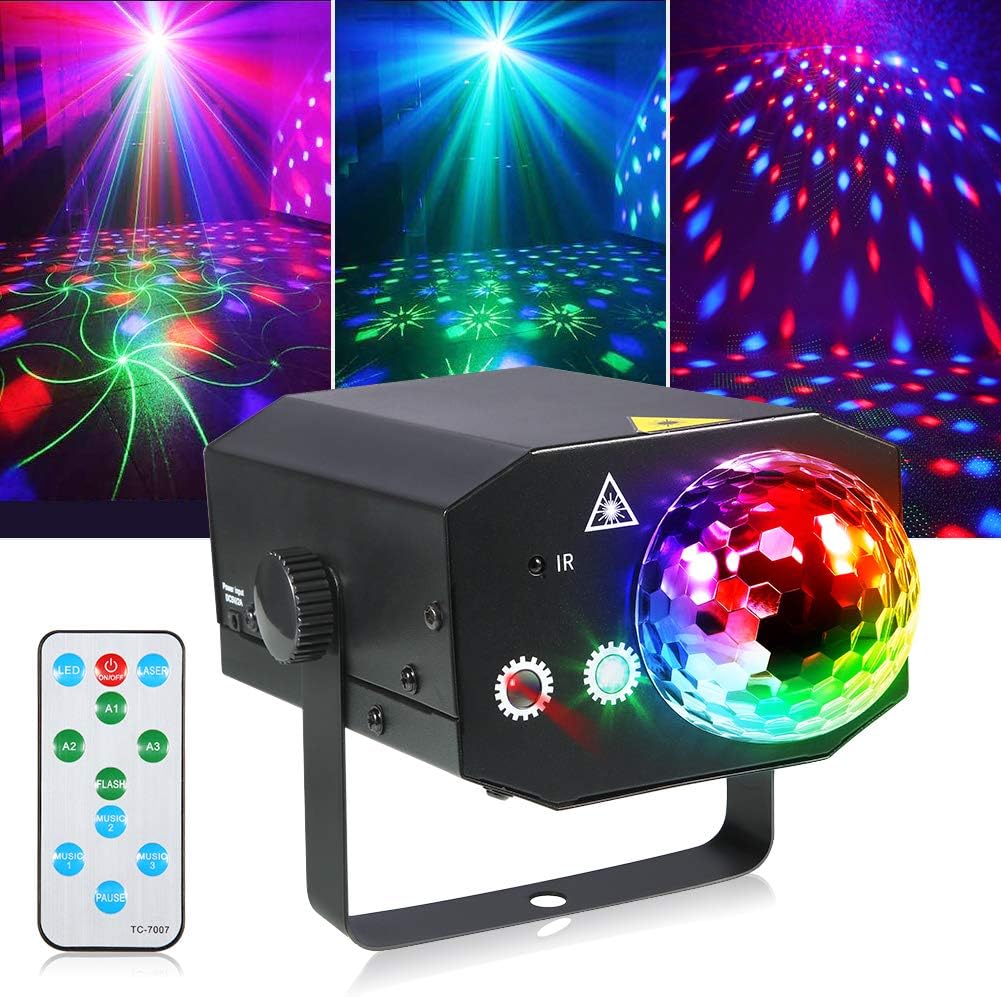 Litake Party Lights Disco Ball Strobe Light Disco Lights, 7 Colors Sound Activated with Remote Control Dj Lights Stage Light for Christmas Party Festival Bar Club Wedding Show Home 4 Pack Pack of 2