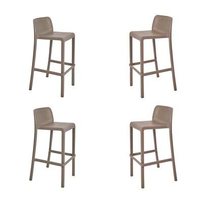 Attic Outdoor 30x22 Patio Bar Stool (Set of 4) Anthracite Latitude Run Color: Taupe