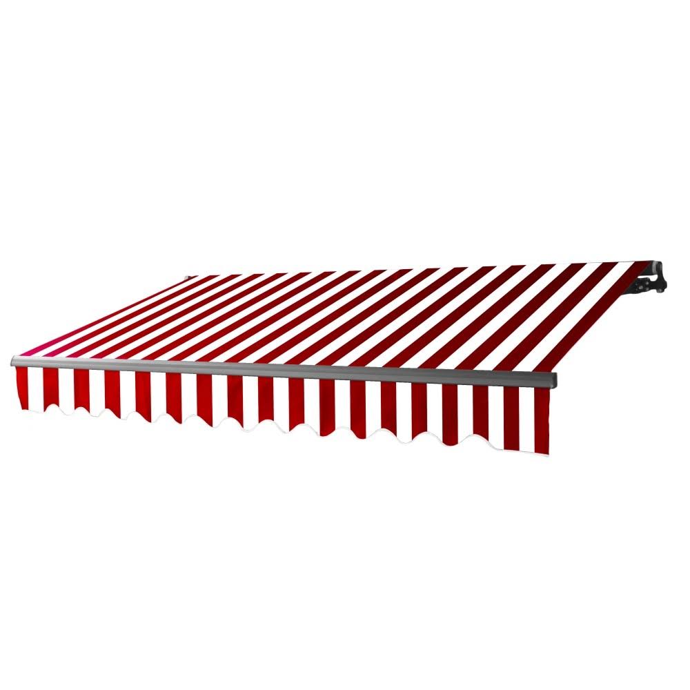 Aleko AB13X10RWSTR05 13 x 10 ft. Black Frame Retractable Home Patio Canopy Awning Red u0026 White