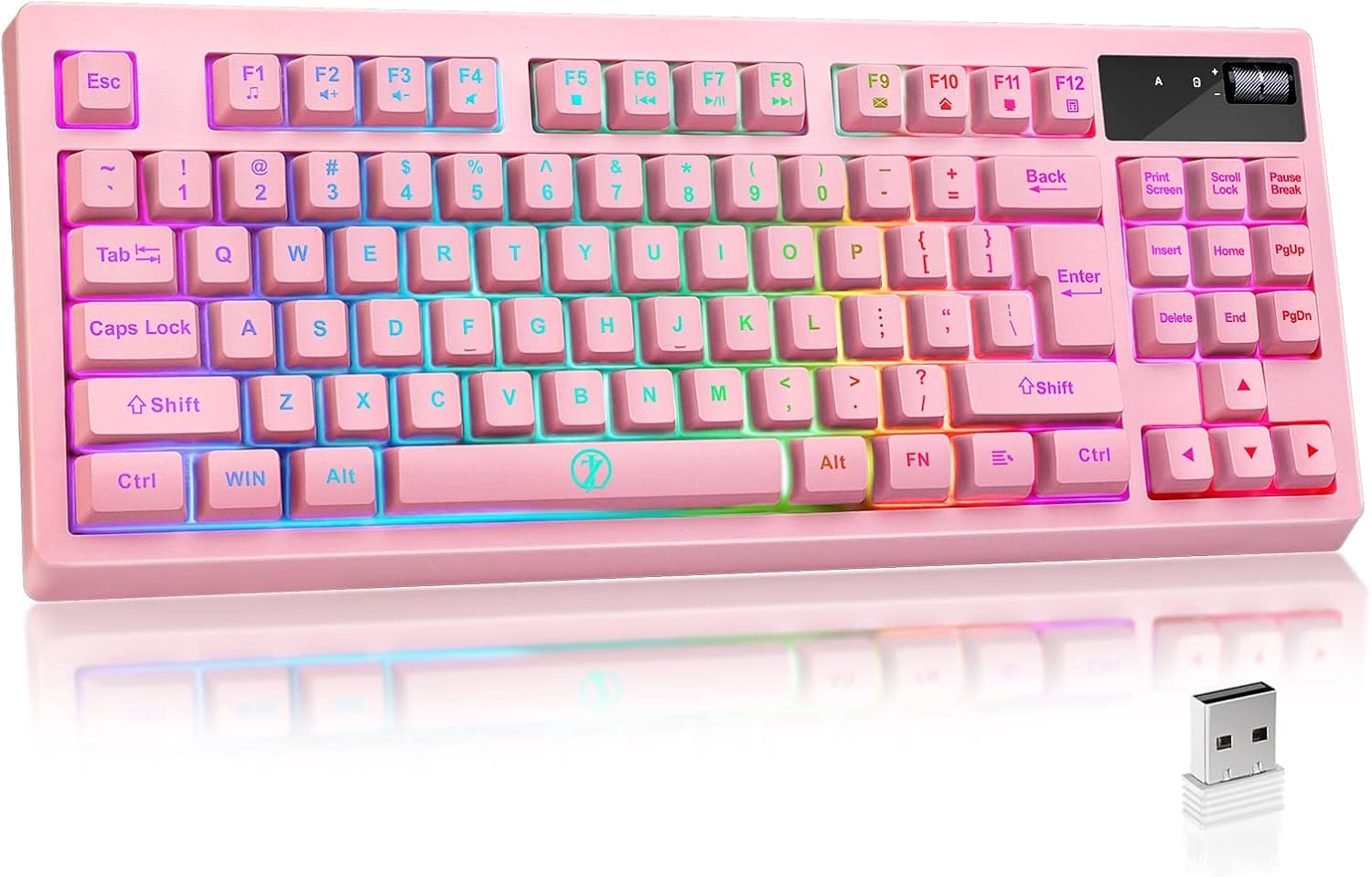 ZJFKSDYX L87 Wireless Gaming Keyboard, RGB Backlit 2.4G Wireless Connection Support Charging Waterproof Mute Button (White) Pack of 2