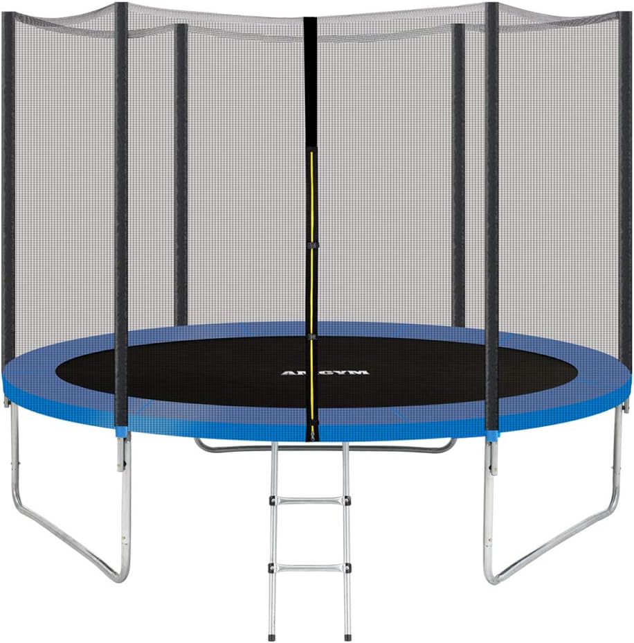 AMGYM Trampolines 10FT 14FT 15FT Jump Recreational Trampoline with Enclosure Net & Basketball Hoop - ASTM Approved - Safe Outdoor Trampoline for Kids Adults, Suitable for Backyard Park