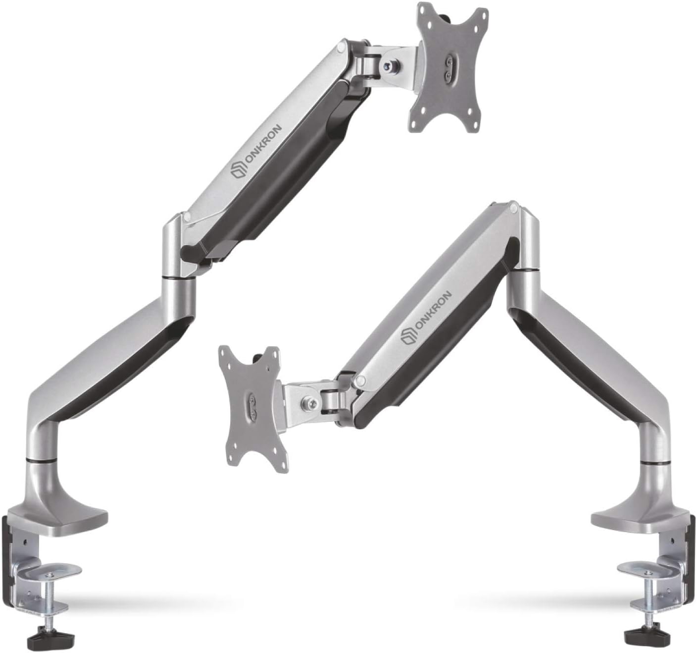 ONKRON Monitor Desk Mount for 13 to 32-Inch LED LCD Flat Screen Monitors up to 19.8 lbs G100 Silver Pack of 2
