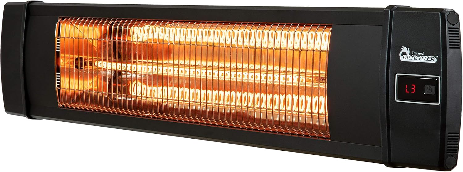 Dr Infrared Heater DR-338 Carbon Infrared Patio Heater with Tripod, 23x40 Inches, Black