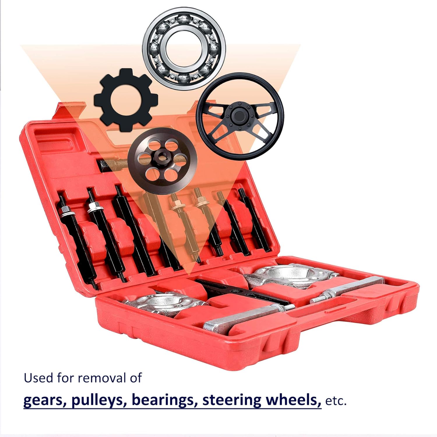 Bearing Puller Set, 5-Ton-Capacity Bearing Separator, Wheel Hub Axle Puller Set, Pinion Bearing Removal Tool Kit, Bearing Splitter