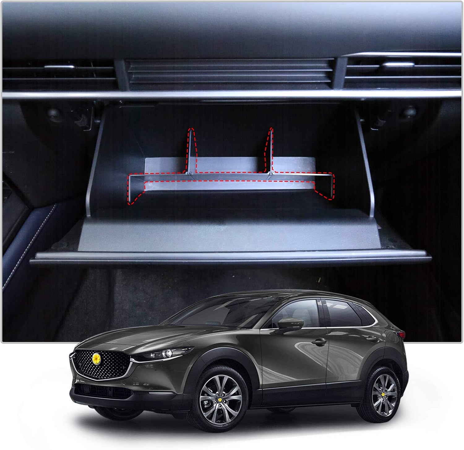 CDEFG CX30 Center Console Organizer: Center Console Insert ABS Center Console Divider and Tray Organizer for 2019 2020 Mazda CX30 Interior Accessories (CX30 Center Console Divider)