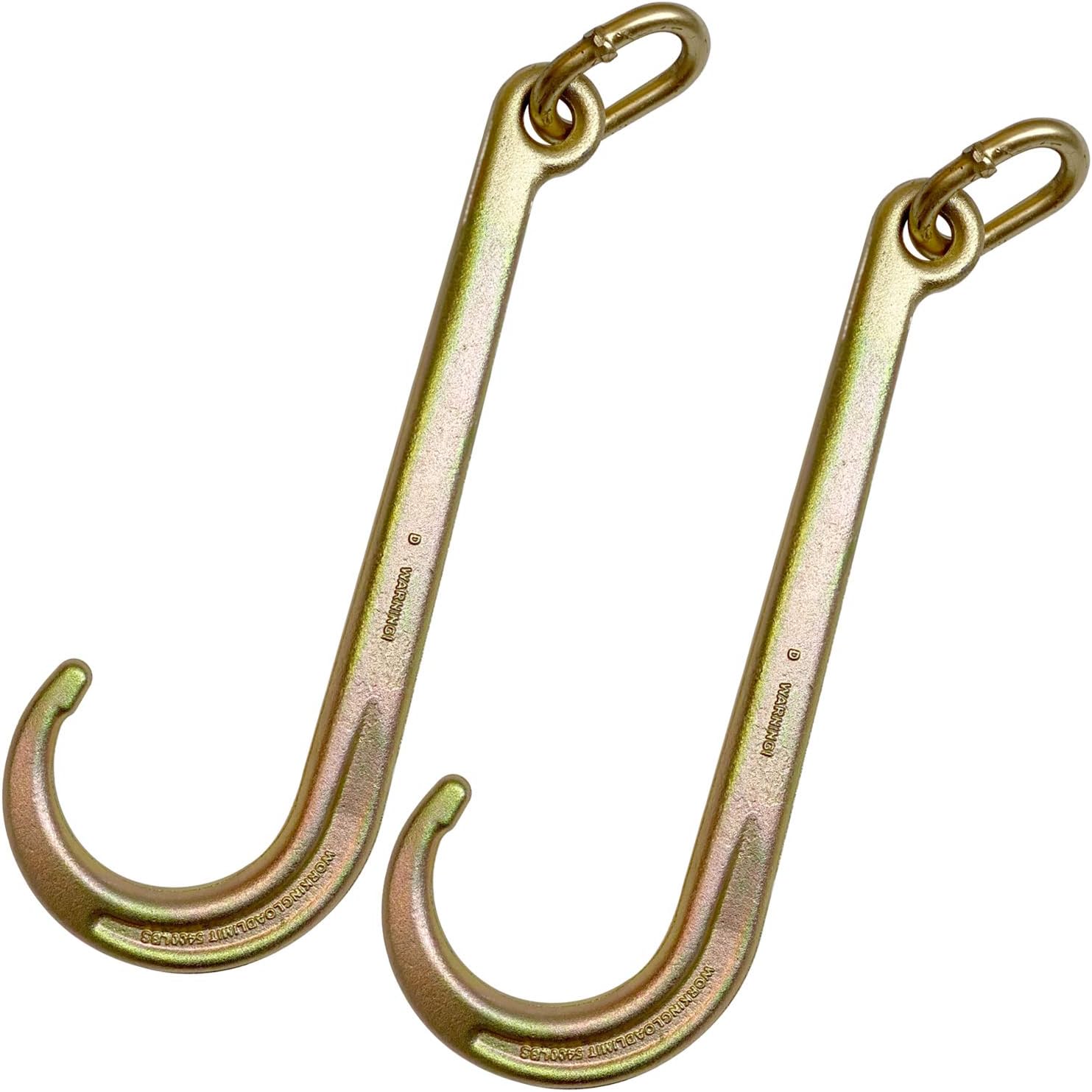 VULCAN 15 Inch Long Tow Hook On Coupling Link - Pair - 5,400 lbs. Safe Working Load - for Tow Trucks or Flatbed Trailers Pack of 2
