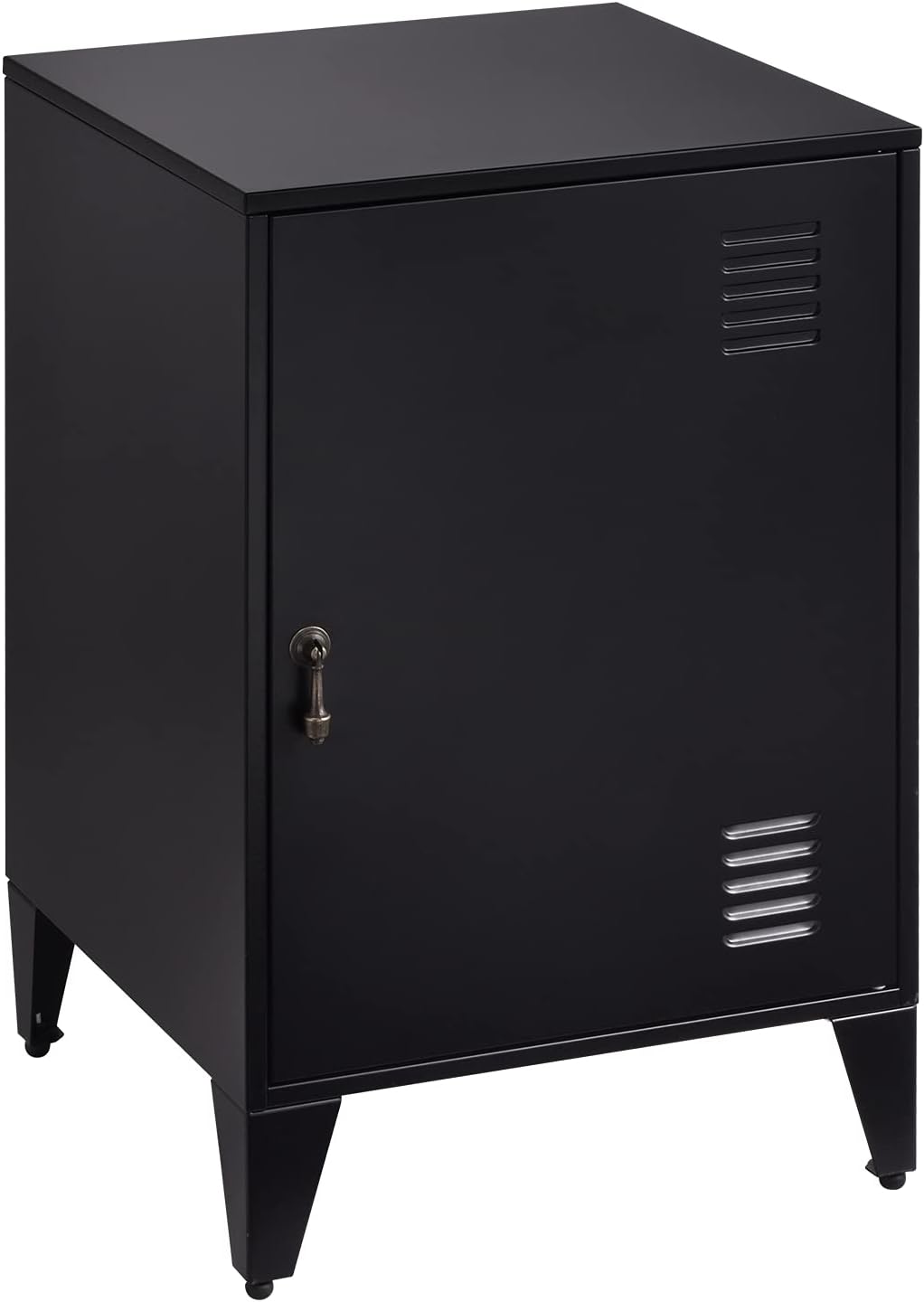 IRONMIX Modern Black Metal Night Stands Set of 2 End Side Table Metal Cabinet with 1 Door for Bedroom Living Room
