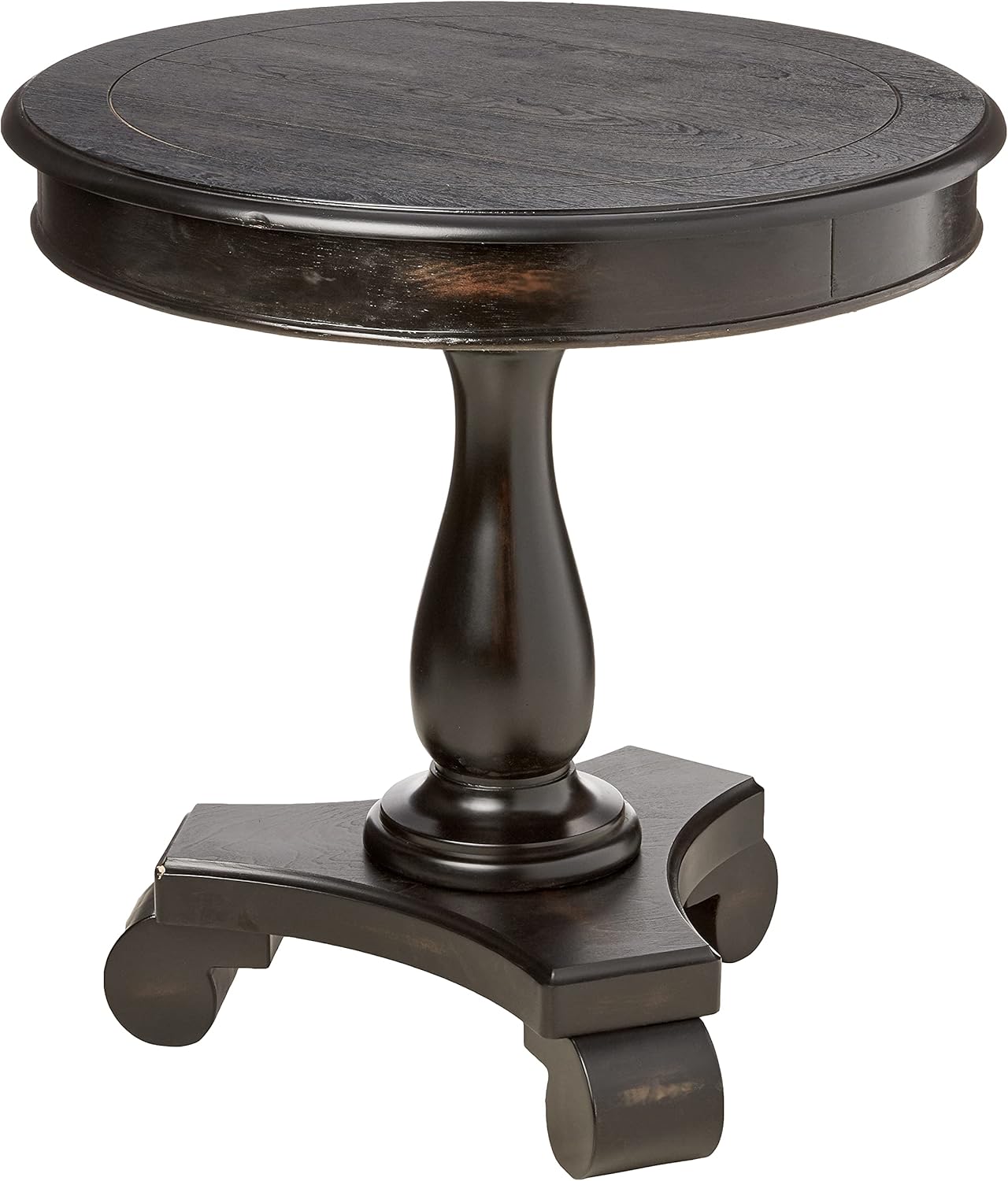 OSP Home Furnishings Avalon Hand Painted Round Accent Table, Antique Black