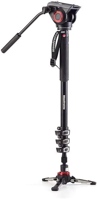 Manfrotto Video Monopod XPRO+, Camera and Video Support Rod with Video Head, 4-Section in Aluminium with Fluid Base, Photography Accessories for Content Creation, Video, Vlogging