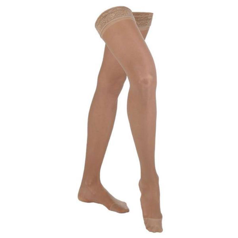 Venosan Legline 20-30 Closed Toe Thigh High Compression Stockings w/Lace Band Beige Large