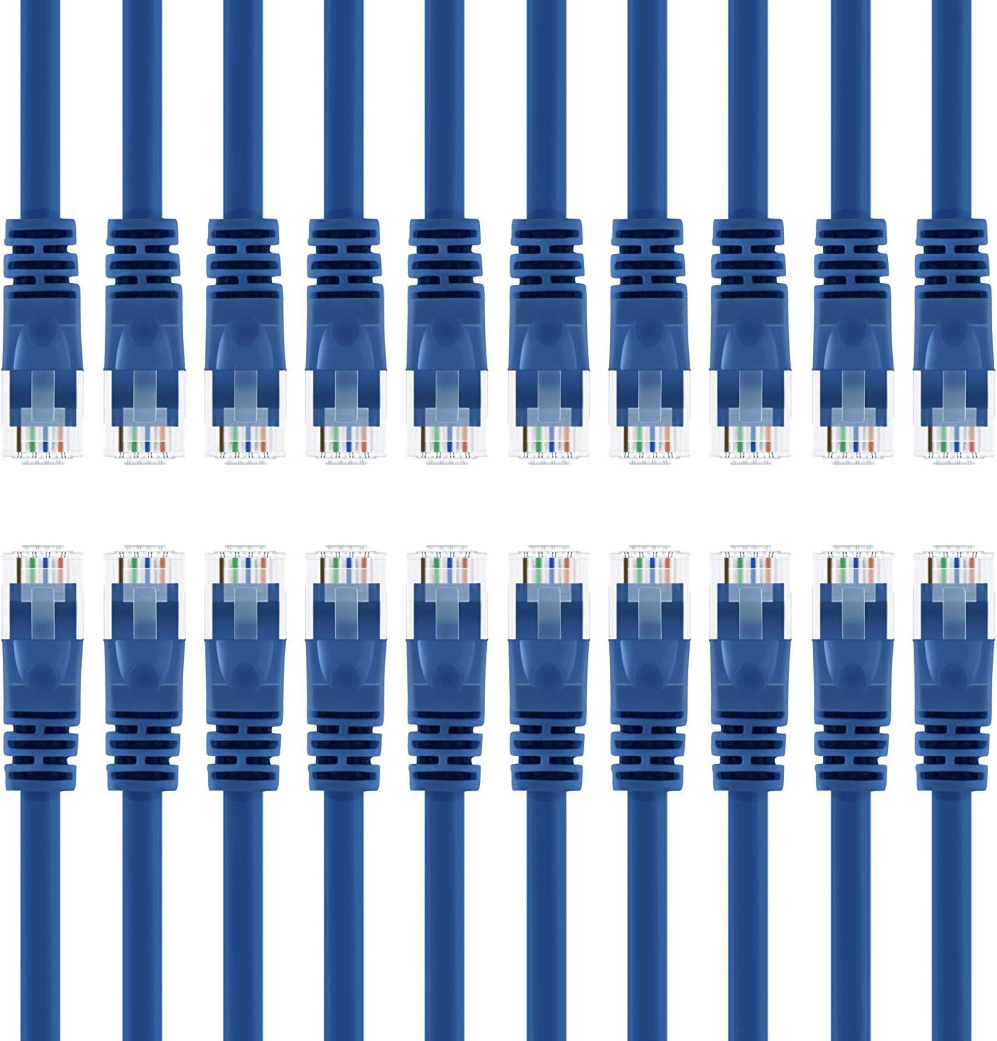 GearIT 24-Pack, Cat5e Ethernet Patch Cable 10 Feet - Snagless RJ45 Computer LAN Network Cord, Blue - Compatible with 24 48 Port Switch POE Rackmount 24port Gigabit Pack of 2