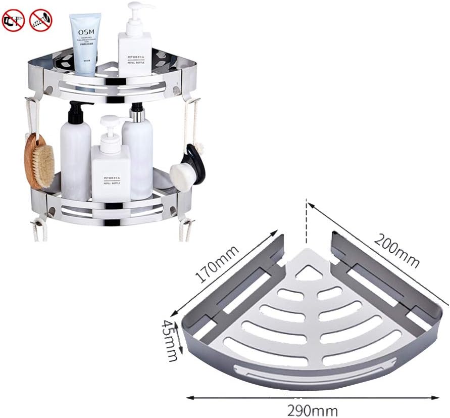 JASONN Bathroom Corner Shelf Shower Storage Rack Cabinet, Kitchen Rack, Double Shelf, No Drilling Pack of 2
