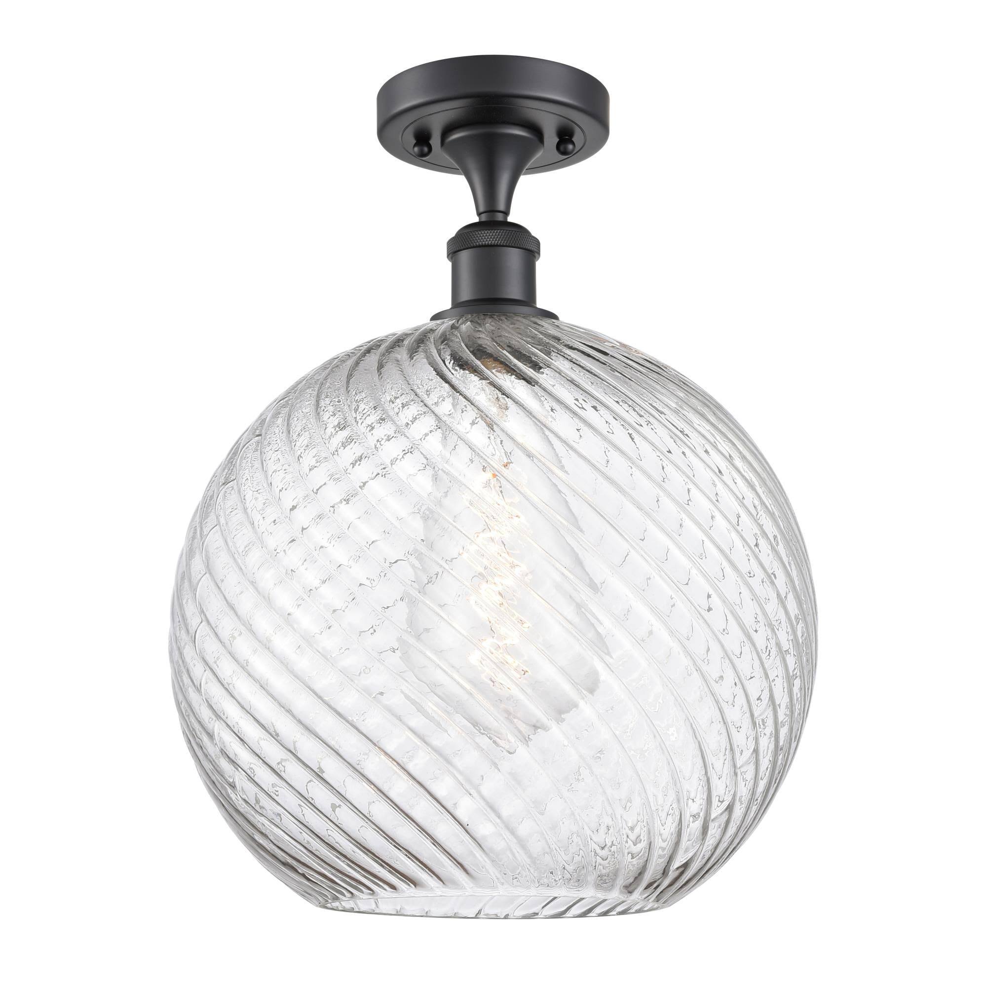 Innovations 516-1C-BK-G1214-12-LED Matte Black X-Large Twisted Swirl 1 Light Semi-Flush Mount