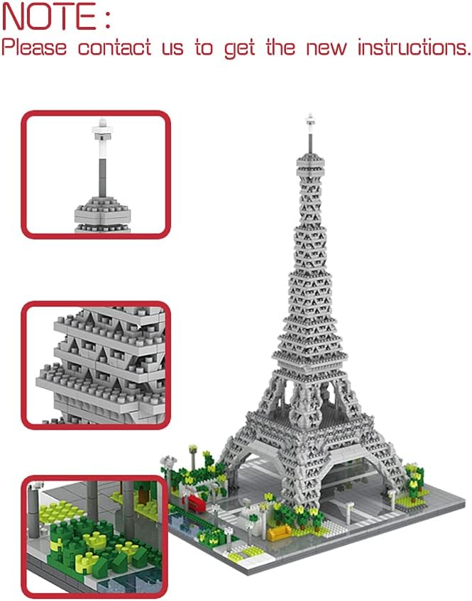 dOvOb Architecture Eiffel Tower Micro Blocks Set, 3369 Pieces Mini Bricks 3D Puzzle Toy, Gift for Adults and Kids Pack of 2
