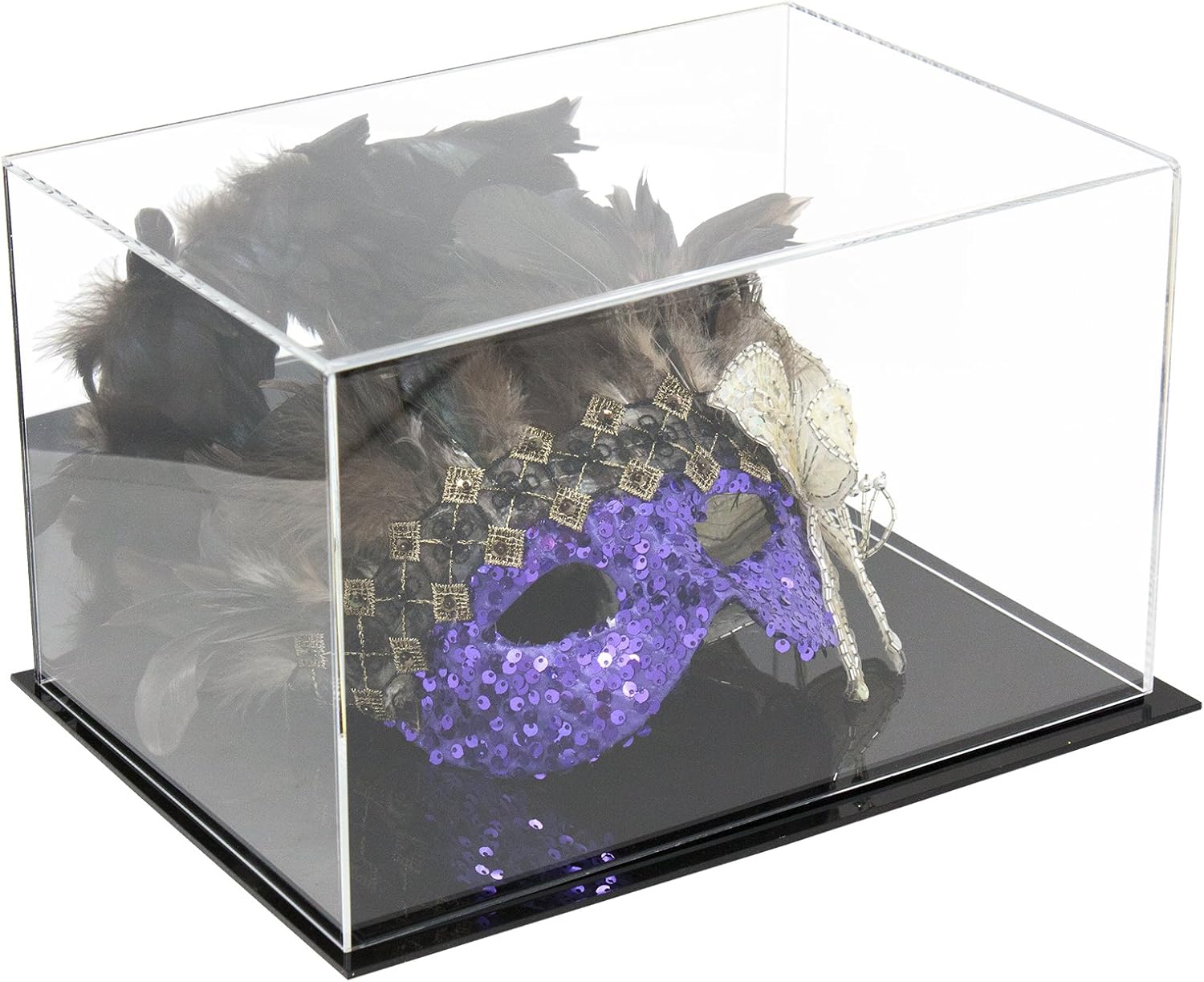 Better Display Cases Versatile Acrylic Clear Display Case - Large Rectangle Box with White Base 16