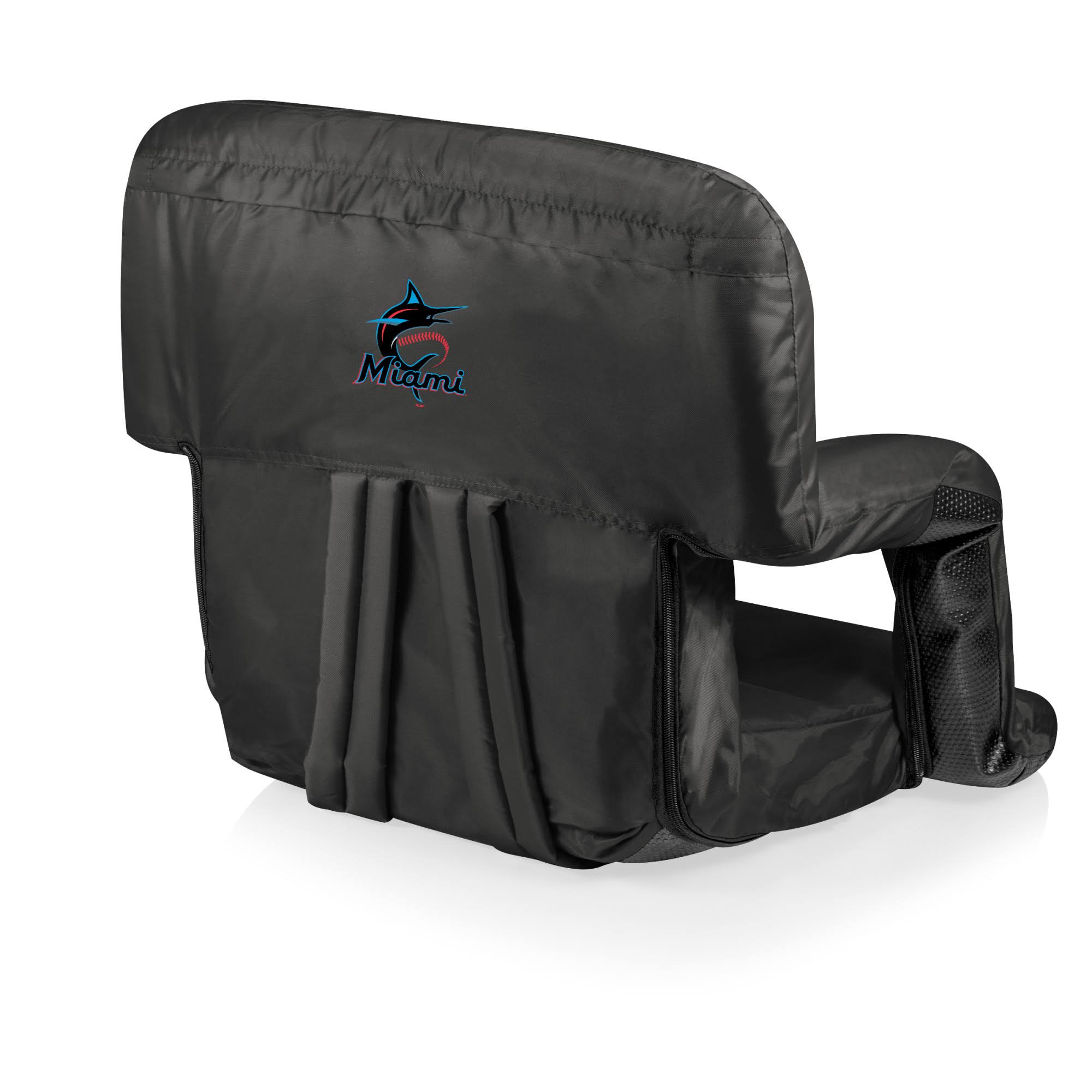Picnic Time Miami Marlins Ventura Portable Reclining Seat, Black