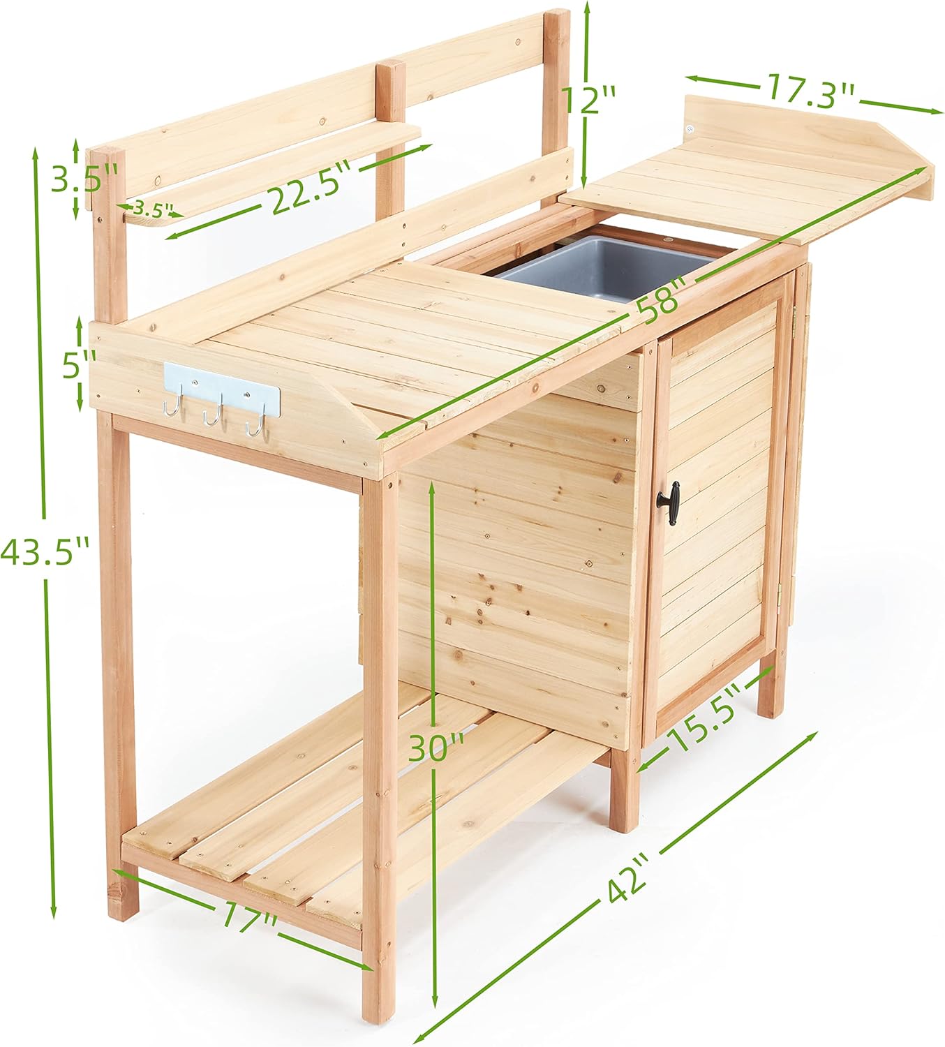 Outdoor Garden Potting Bench Potting Table Work Bench with Removable Sink Drawer Rack Shelves Work Station