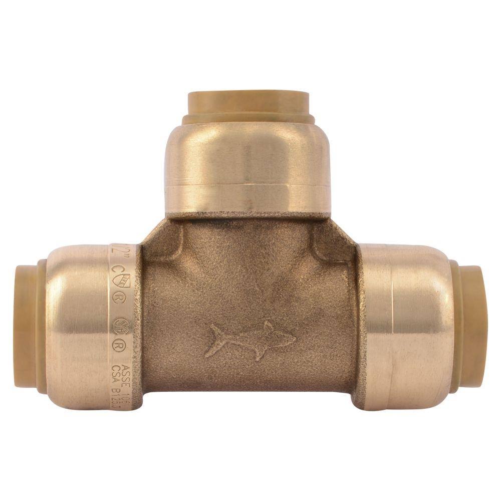 Sharkbite 1/2 in. Push-to-Connect Brass Tee Fitting (10-Pack) U362lfcp